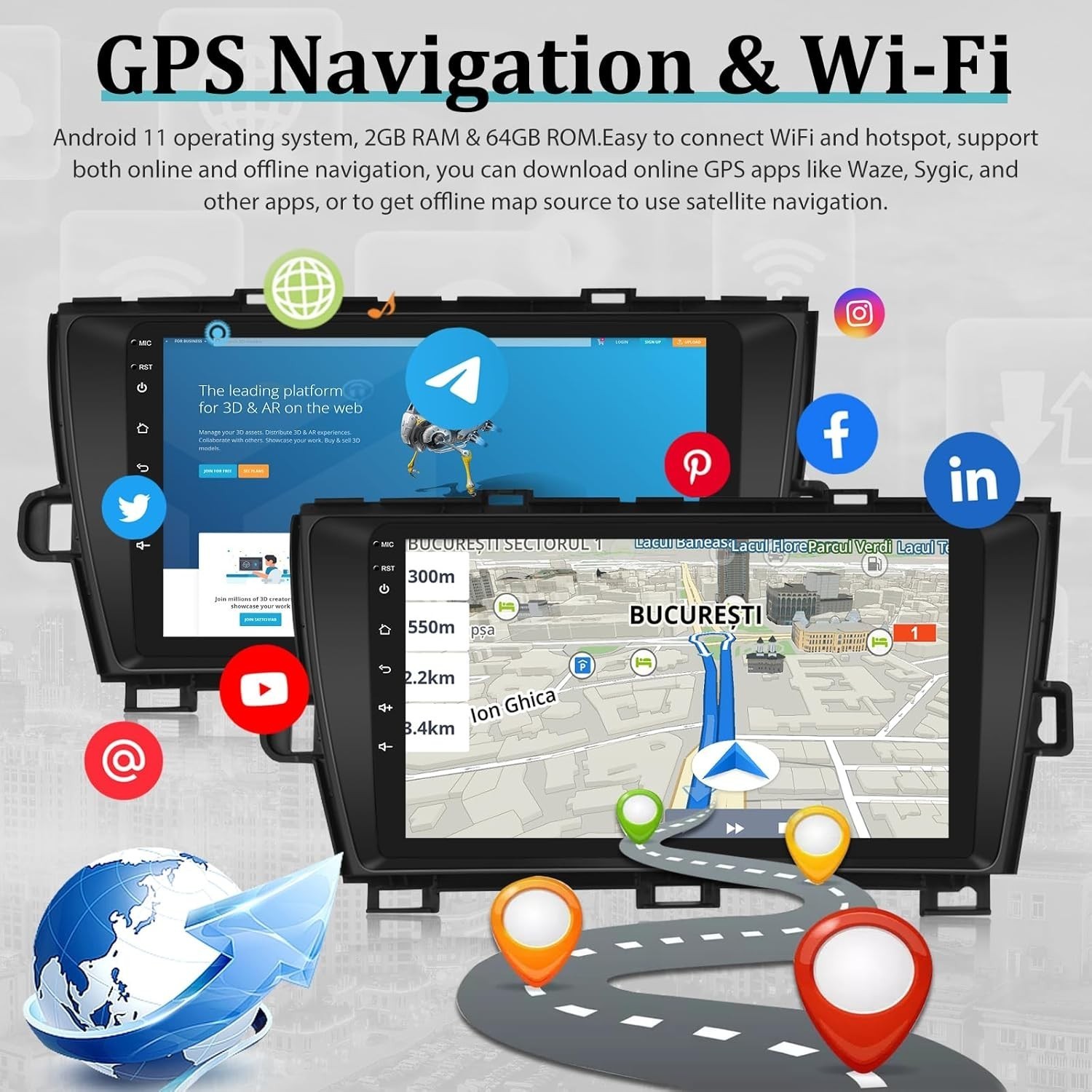 For 2010-2013 Toyota Prius CarPlay Android 13 Car Radio Stereo RDS QLED