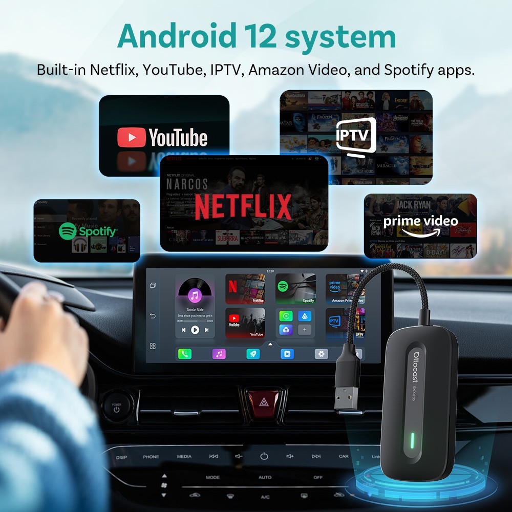 Ottocast Express Multimedia Aibox Wireless CarPlay Adapter Android Auto WIFI 5G