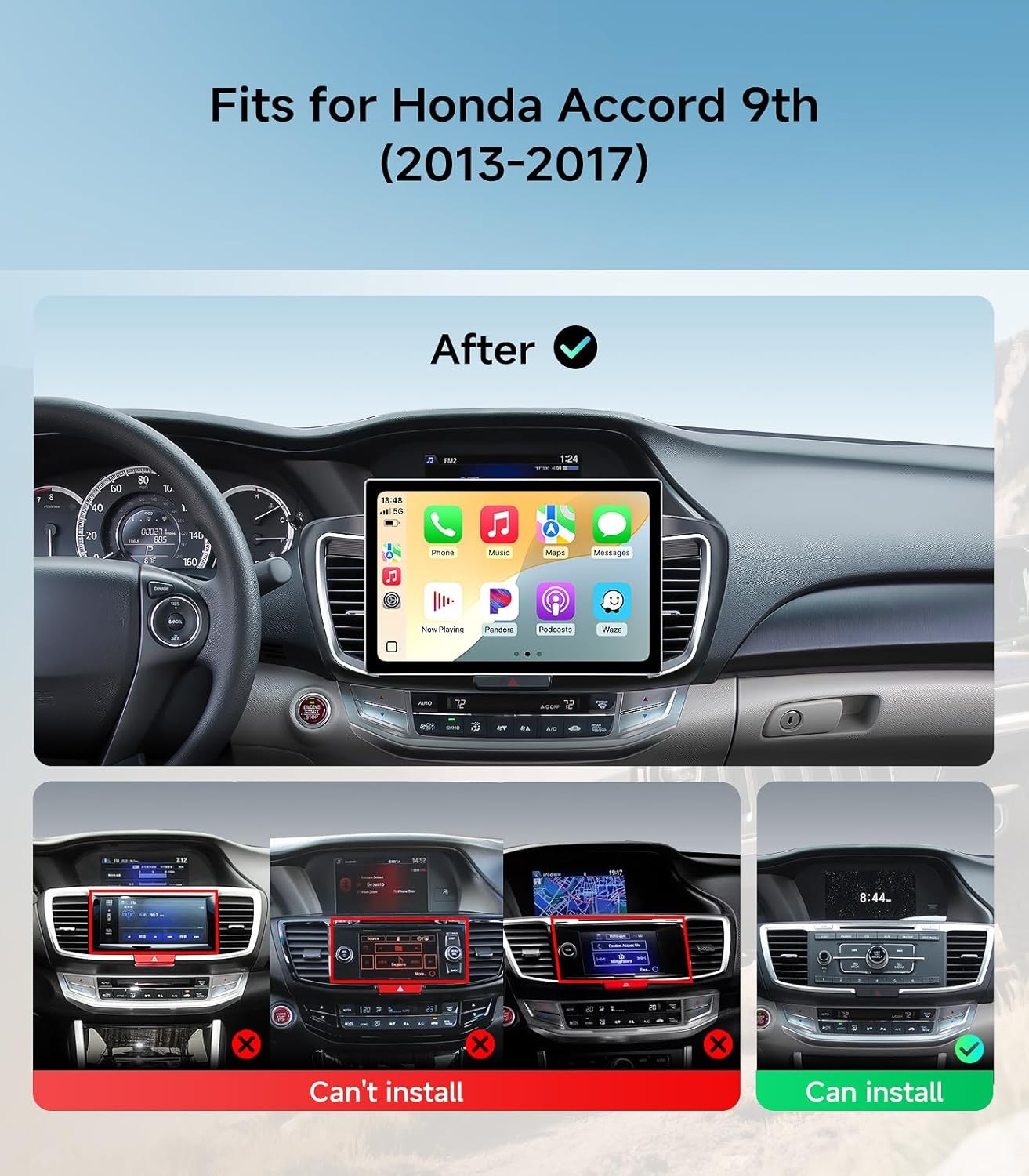 Car Radio Stereo Honda Accord 2013-2017 CarPlay Android Auto 11.5″ Backup Camera