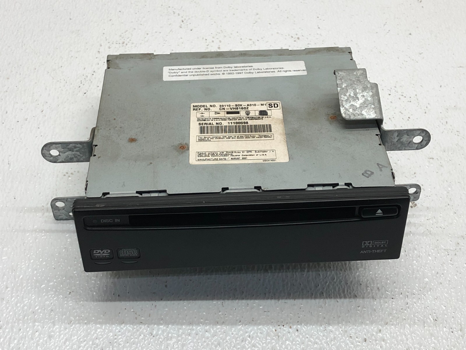 02-04 Honda Odyssey OEM Rear Entertainment System DVD Player 39110-S0X-A010-M1