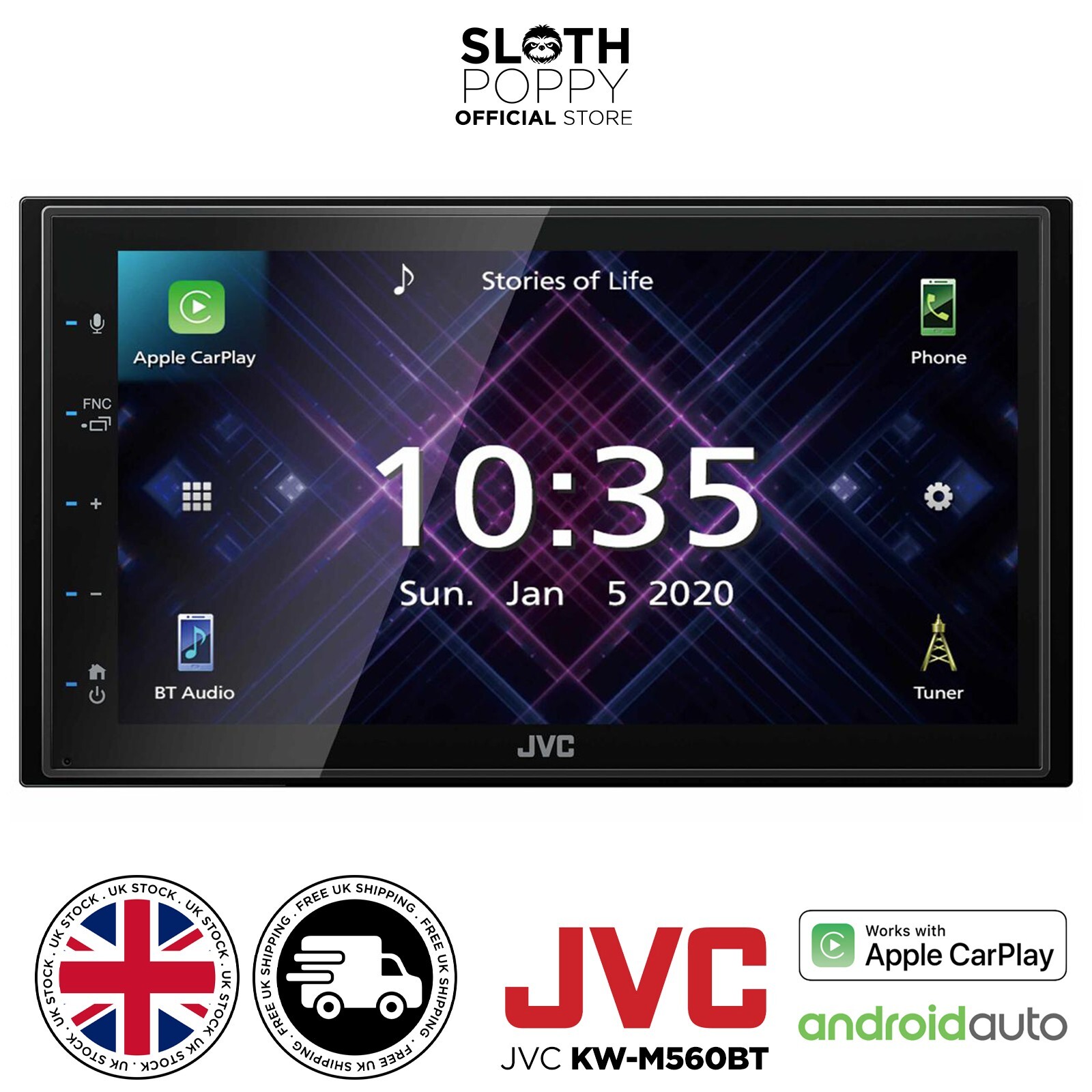 JVC KW-M560BT JJ5 6.8” Car Stereo w/ Apple CarPlay, Android Auto, Bluetooth A2DP