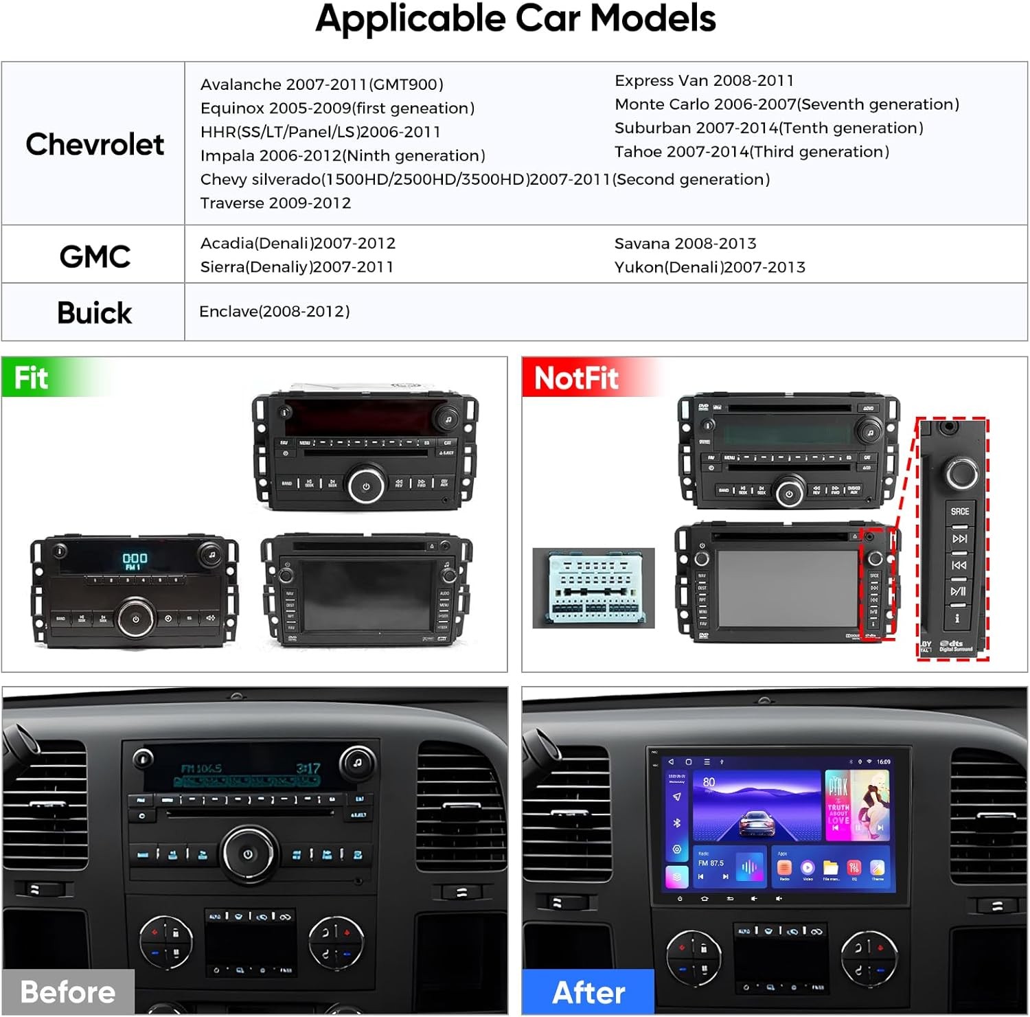 For 2005-14 Ford F-250 F-350 Super Duty CarPlay Android13 Radio 10″ GPS Headunit