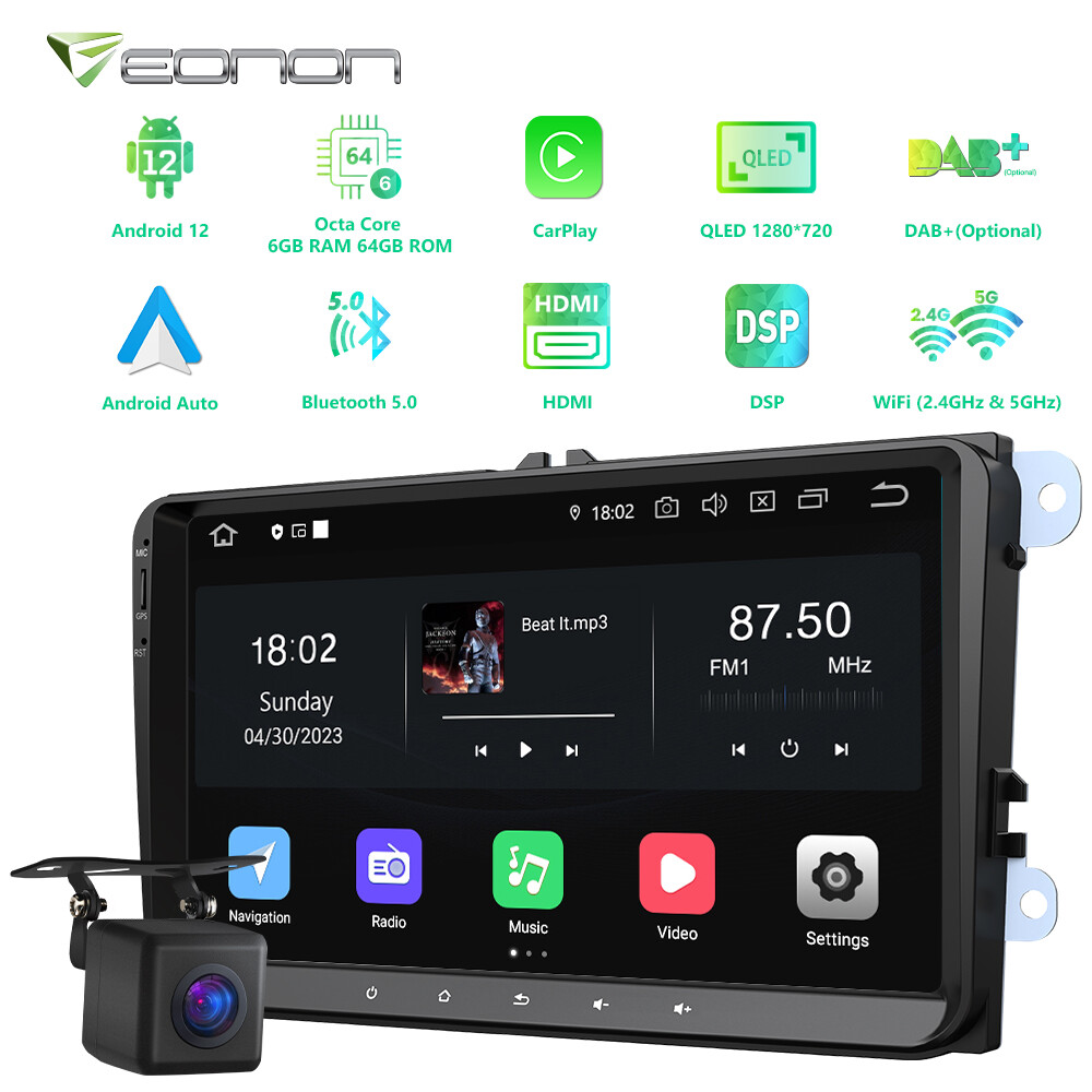 CAM+For VW Volkswagen Jetta Passat Android 12 8Core Car Stereo Radio GPS CarPlay