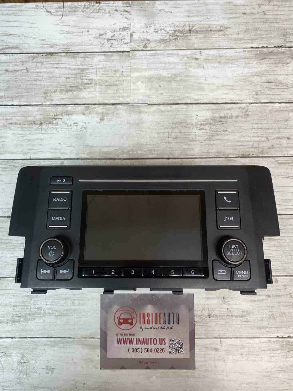 2016 2017 HONDA CIVIC SED LX RADIO DISPLAY SCREEN & RECEIVER ASSY 39100TBAA21