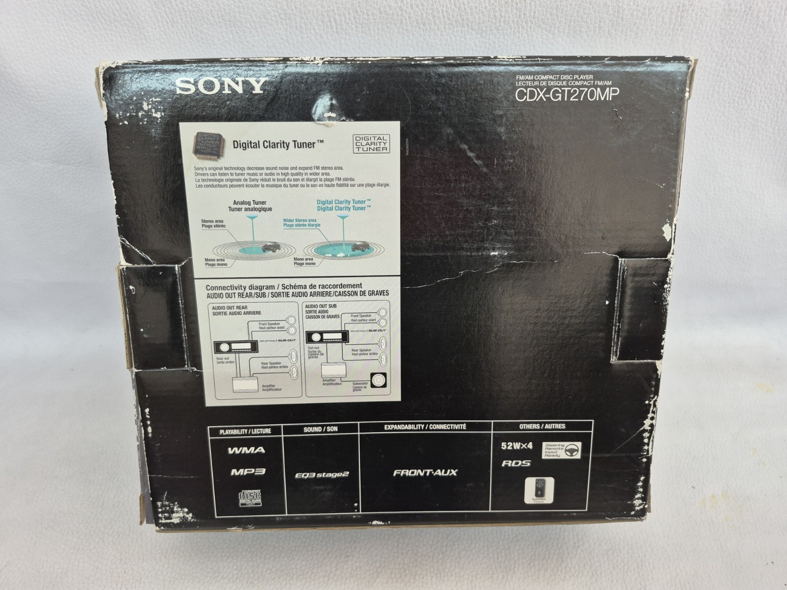 SONY AM FM CD Player Radio Stereo AUX + Remote CDX-GT270MP Compact Disk MP3 WMA
