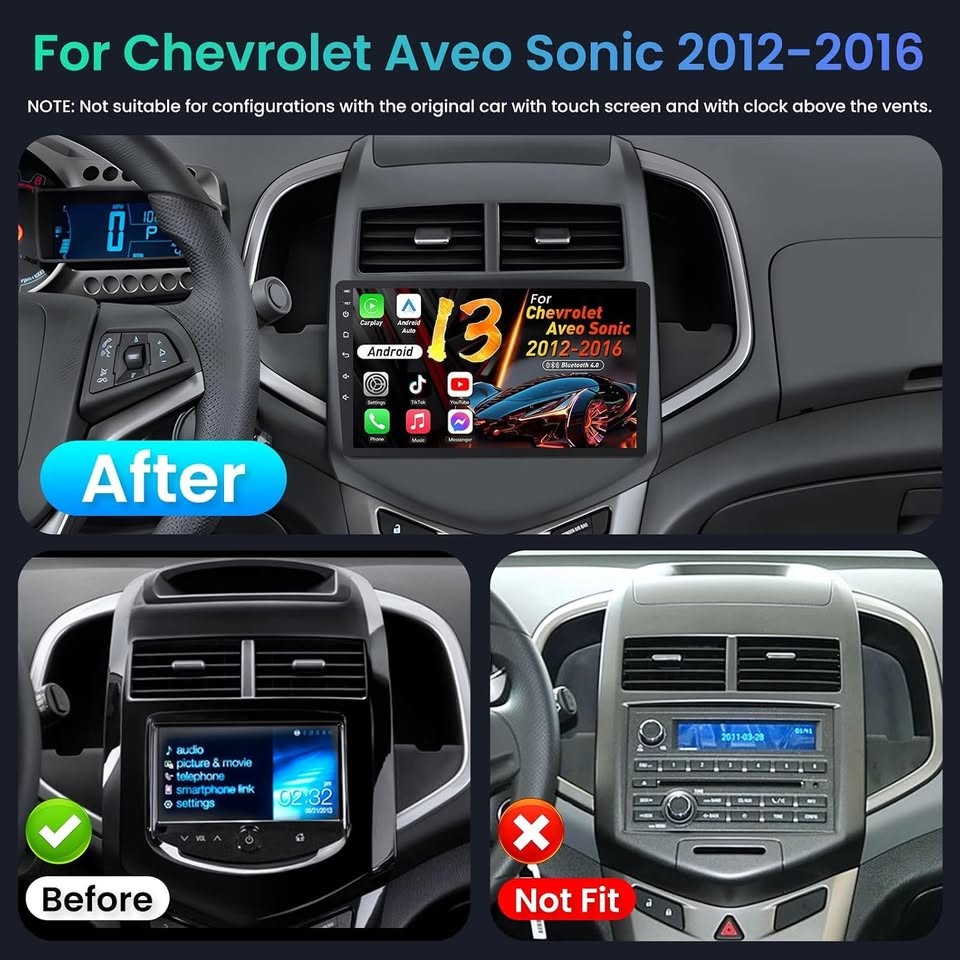 Jingelsye 9″ Chevy Sonic Aveo [2012 – 2013] Android 13 Car Stereo