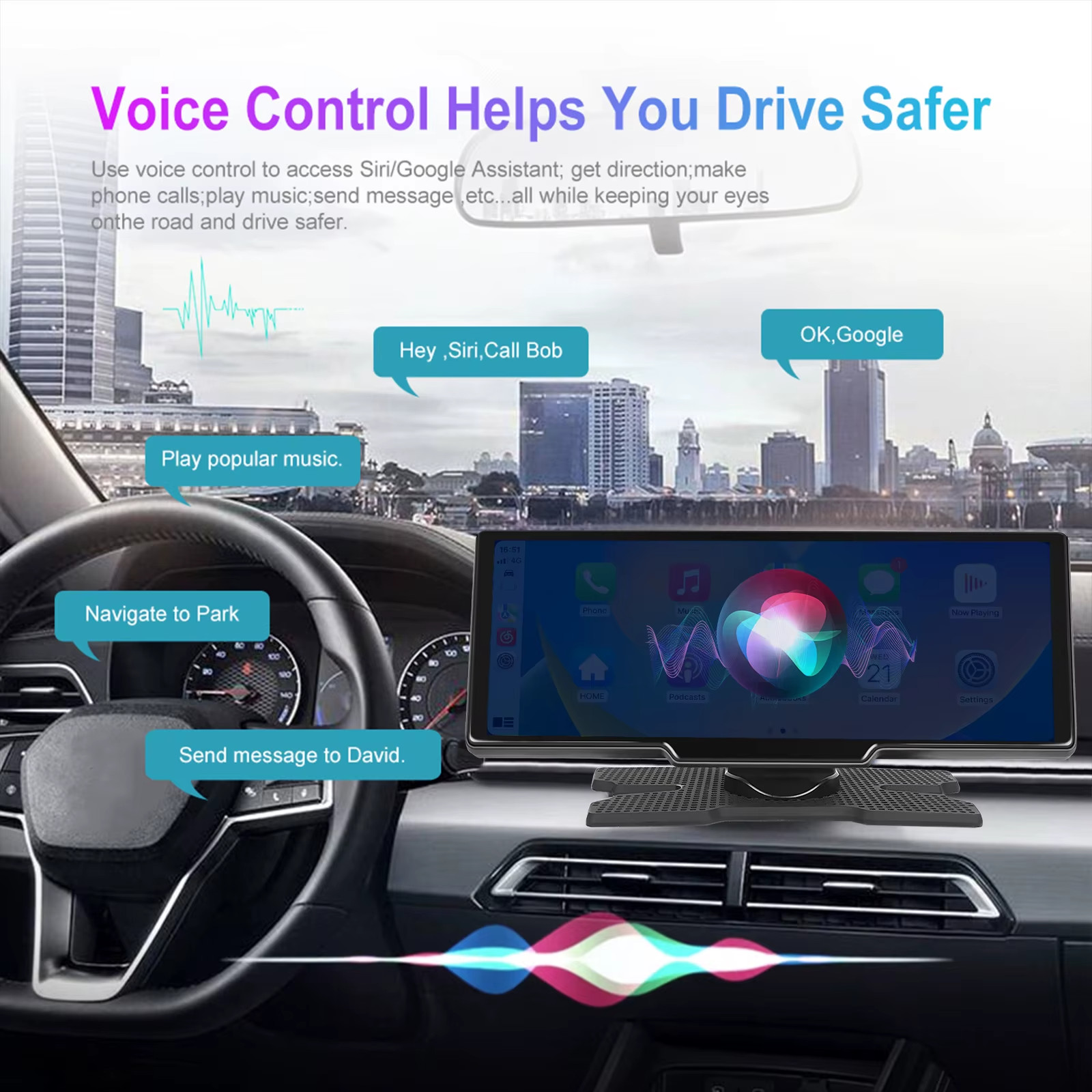 🚗 10.26″ Wireless CarPlay Android Auto Smart Screen Dash Monitor + Cameras