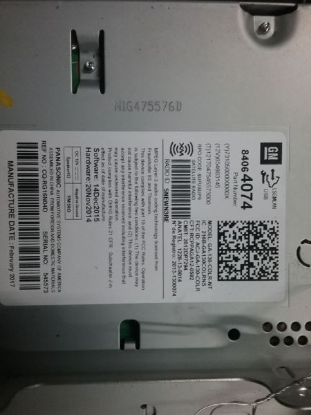 Audio Equipment Radio Receiver AM-FM-MP3-USB Opt Ufu Fits 16-17 EQUINOX 438920