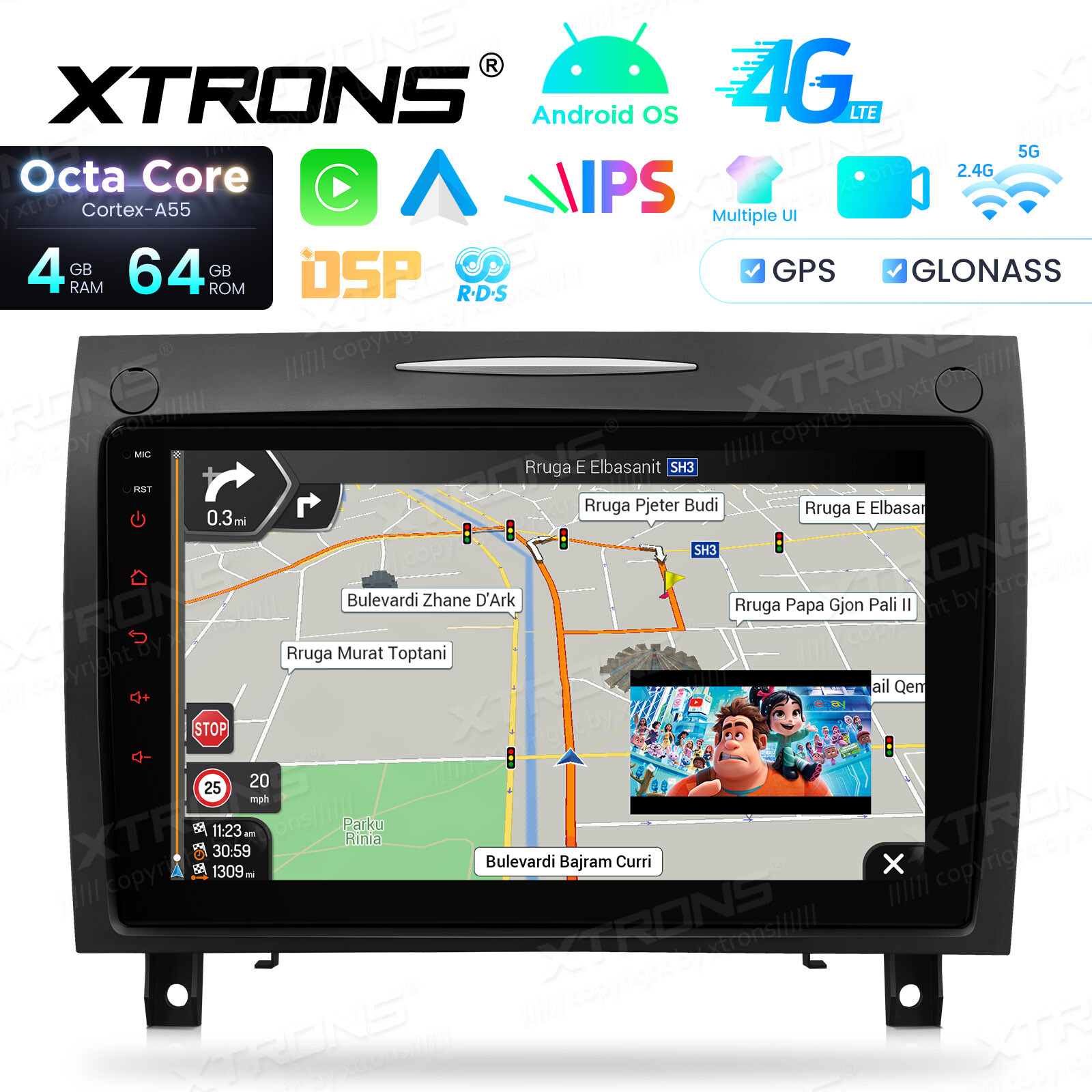 XTRONS 9″ Android 14 8Core 4+64GB Car Radio Stereo GPS for Benz SLK-R171 2004-11