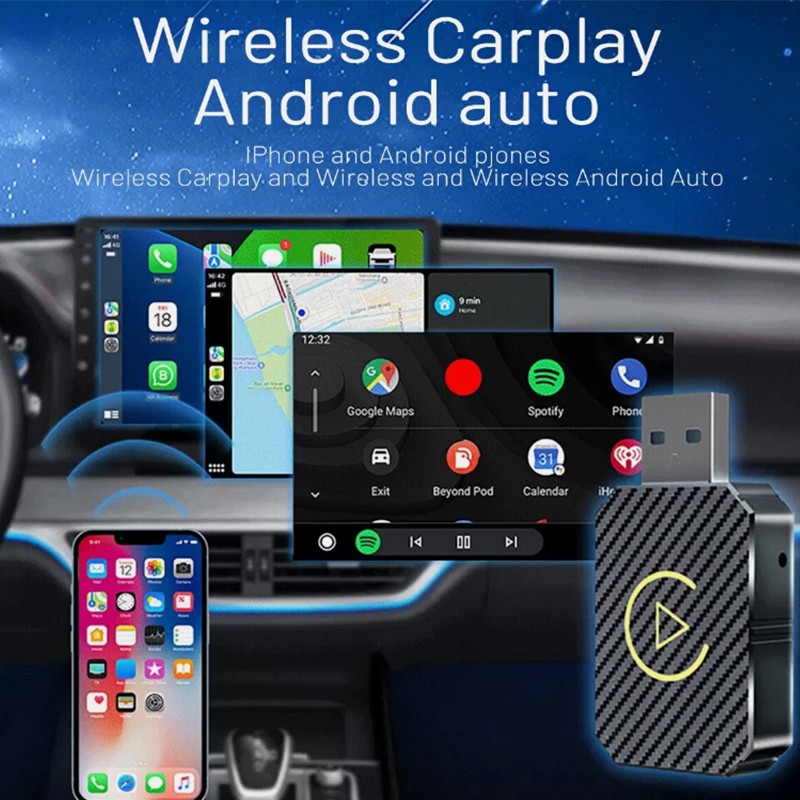 2026 Upgraded 2-in-1 Wireless CarPlay Adapter &Android Auto Wireless Adapter