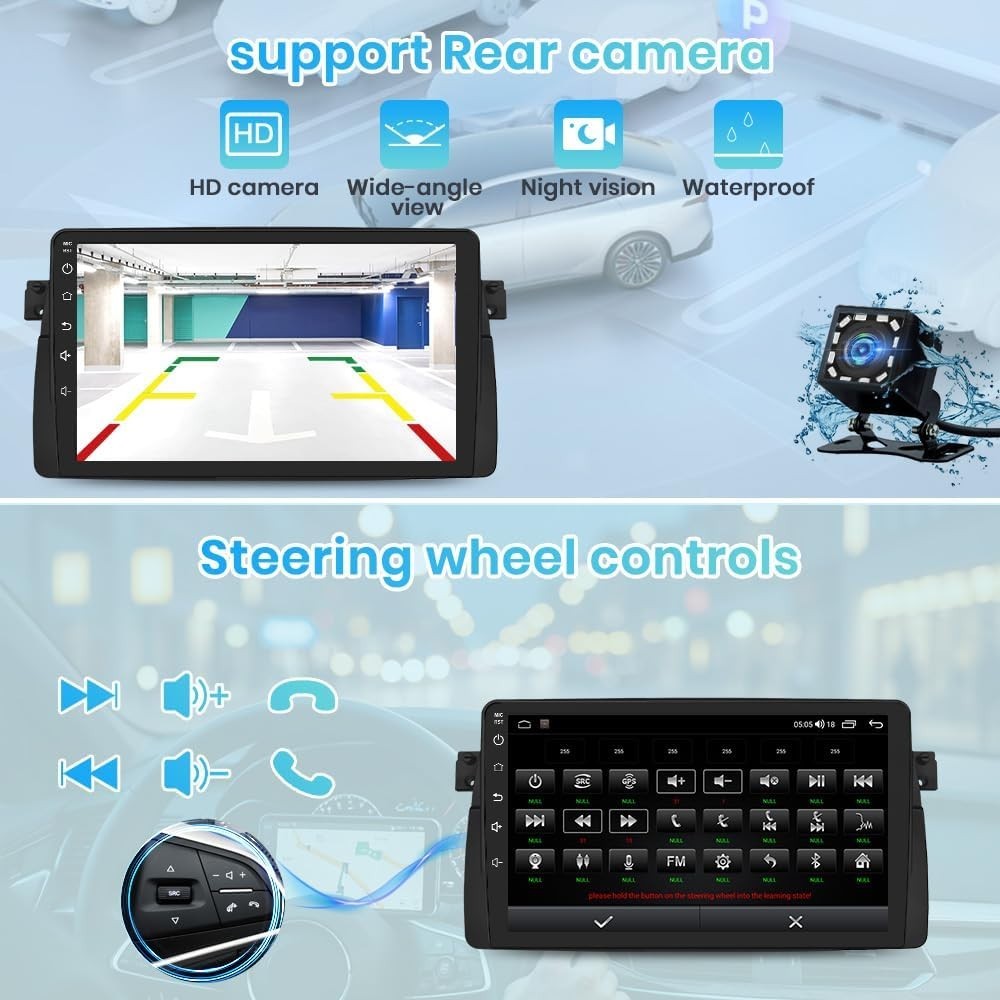 BMW E46 1998-2005 with 9 inch Touchscreen 8 Core 4GB+64GB, Carplay, Android Auto