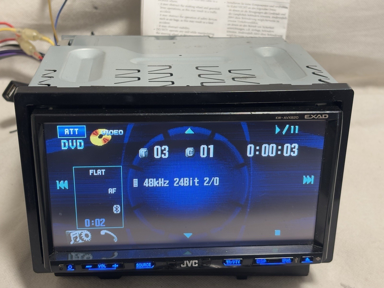 JVC EXAD KW-AVX820 DVD RECEIVER 7″ TOUCH SCREEN MONITOR BLUETOOTH MP3 USB REMOTE