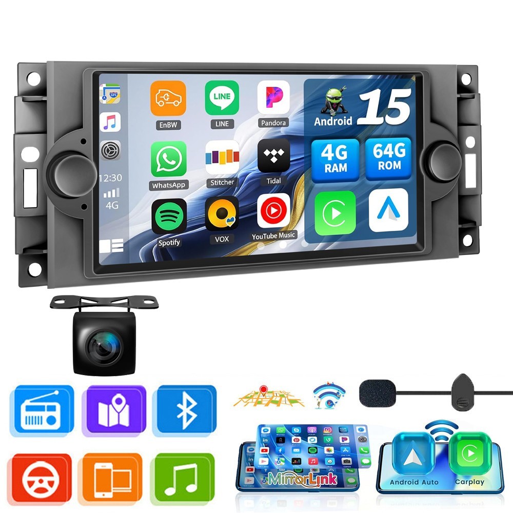 For 2007 2008 Chrysler Aspen Android 15 Carplay Car Stereo Radio GPS WIFI BT AUX
