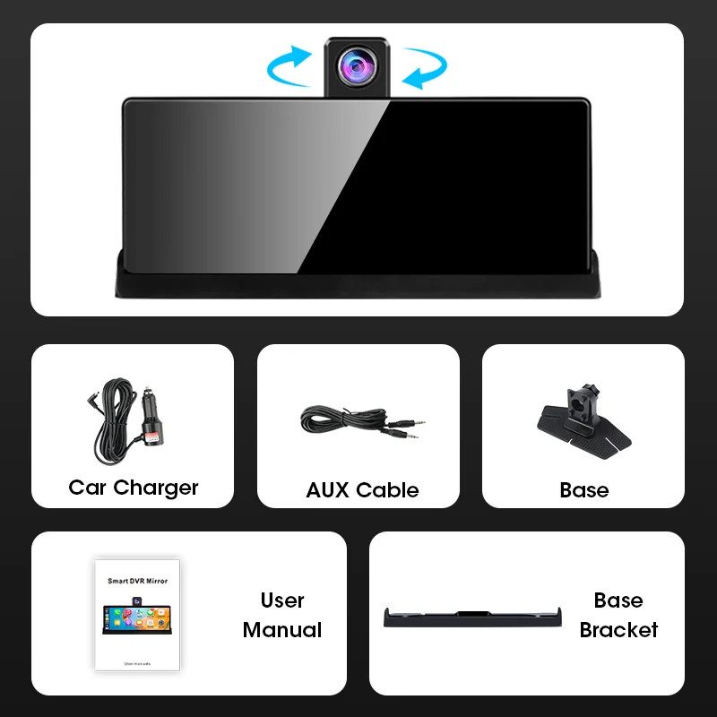 10.26 inch UHD Car DVR 4K Dashcam WirelessCarPlay/Android Auto 5G WiFi Dashboard