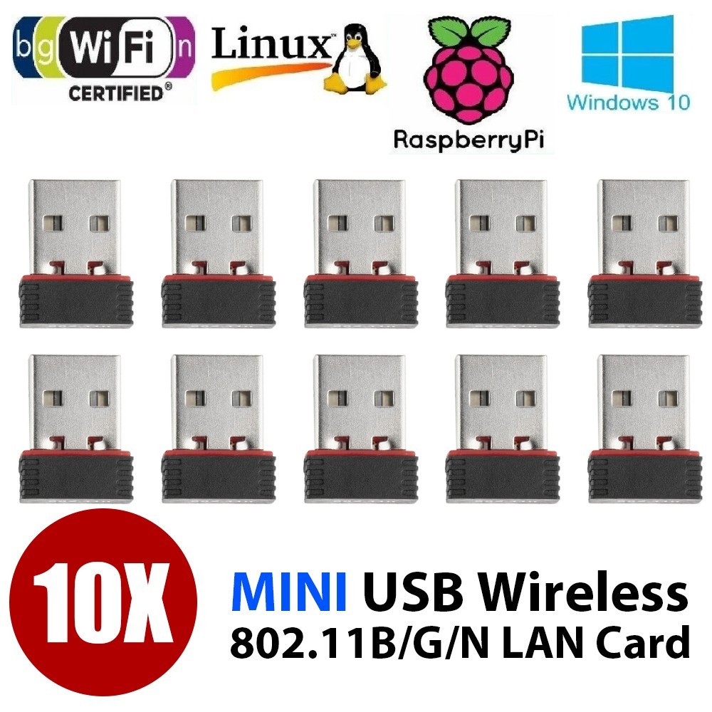 10X Realtek Mini USB Wireless 802.11B/G/N LAN Card WiFi Network Adapter ZT9101U