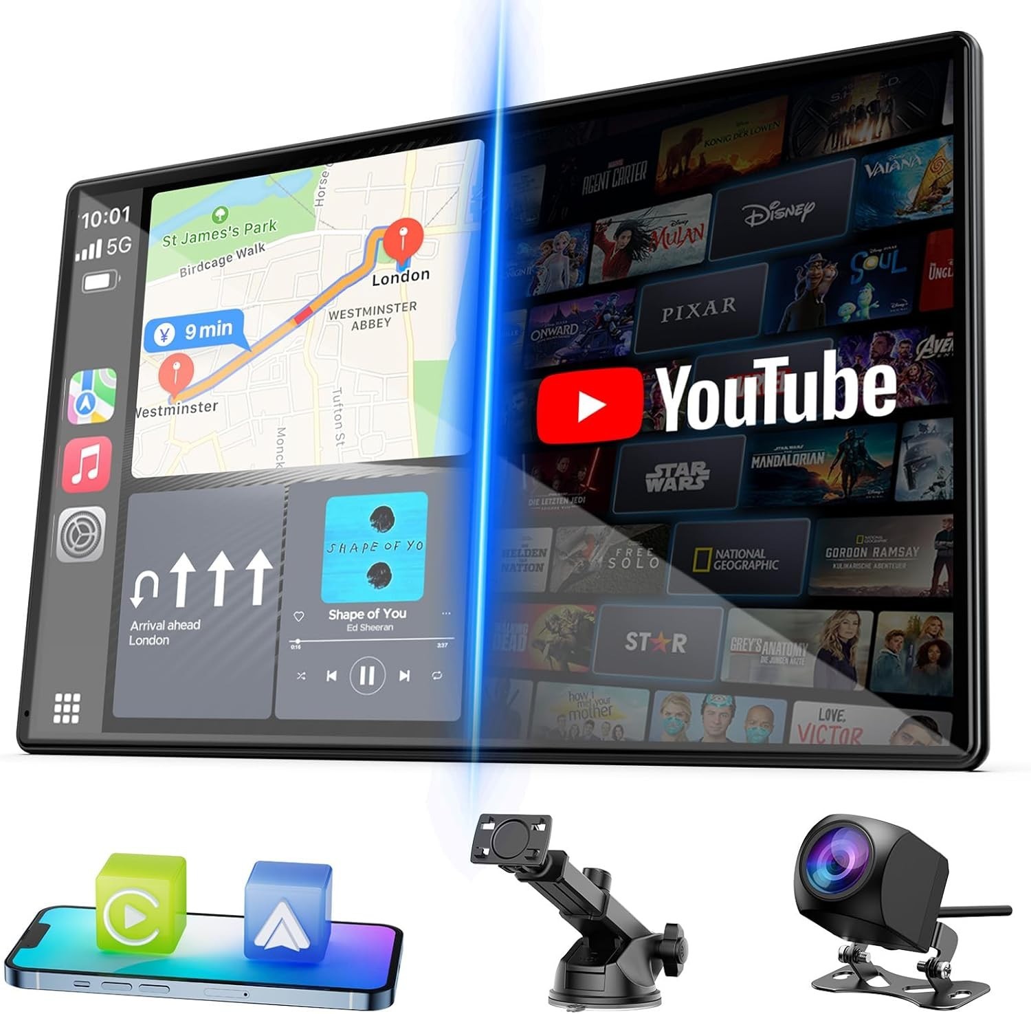 Carplay Display Screen with Net-flix Youtube Tiktok 9 inch Wireless CarPlay