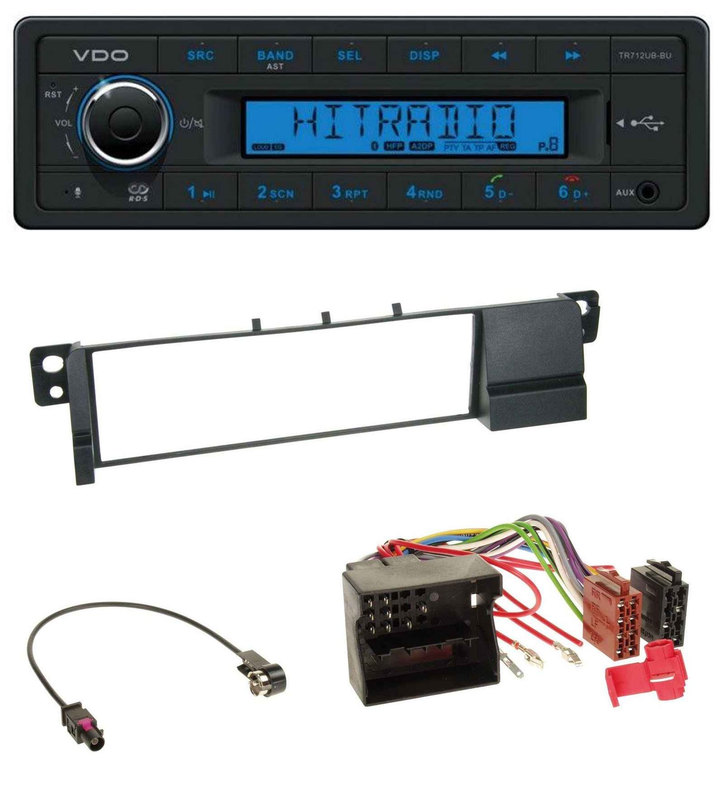 VDO Bluetooth AUX USB MP3 Car Stereo for BMW 3 Series E46 (Quadlock)