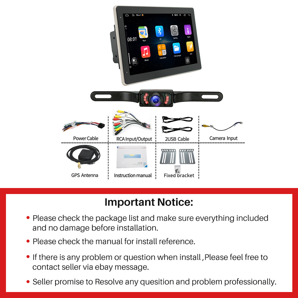 10”Rotatable Car Stereo Radio 2Din Android 13 Carplay GPS Navi Head Unit BT 32G