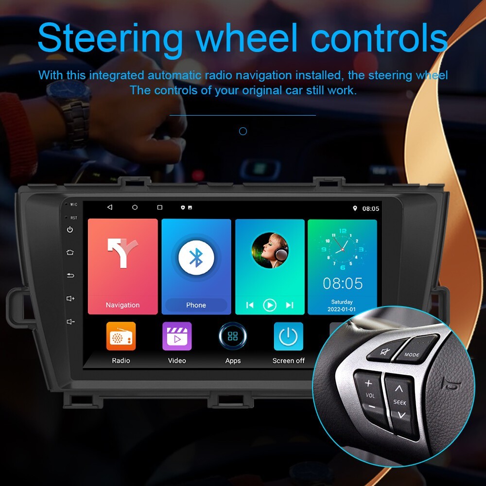 Car Radio Stereo Carplay For 2010-2015 Toyota Prius 4+64G 9in Cam Android 15