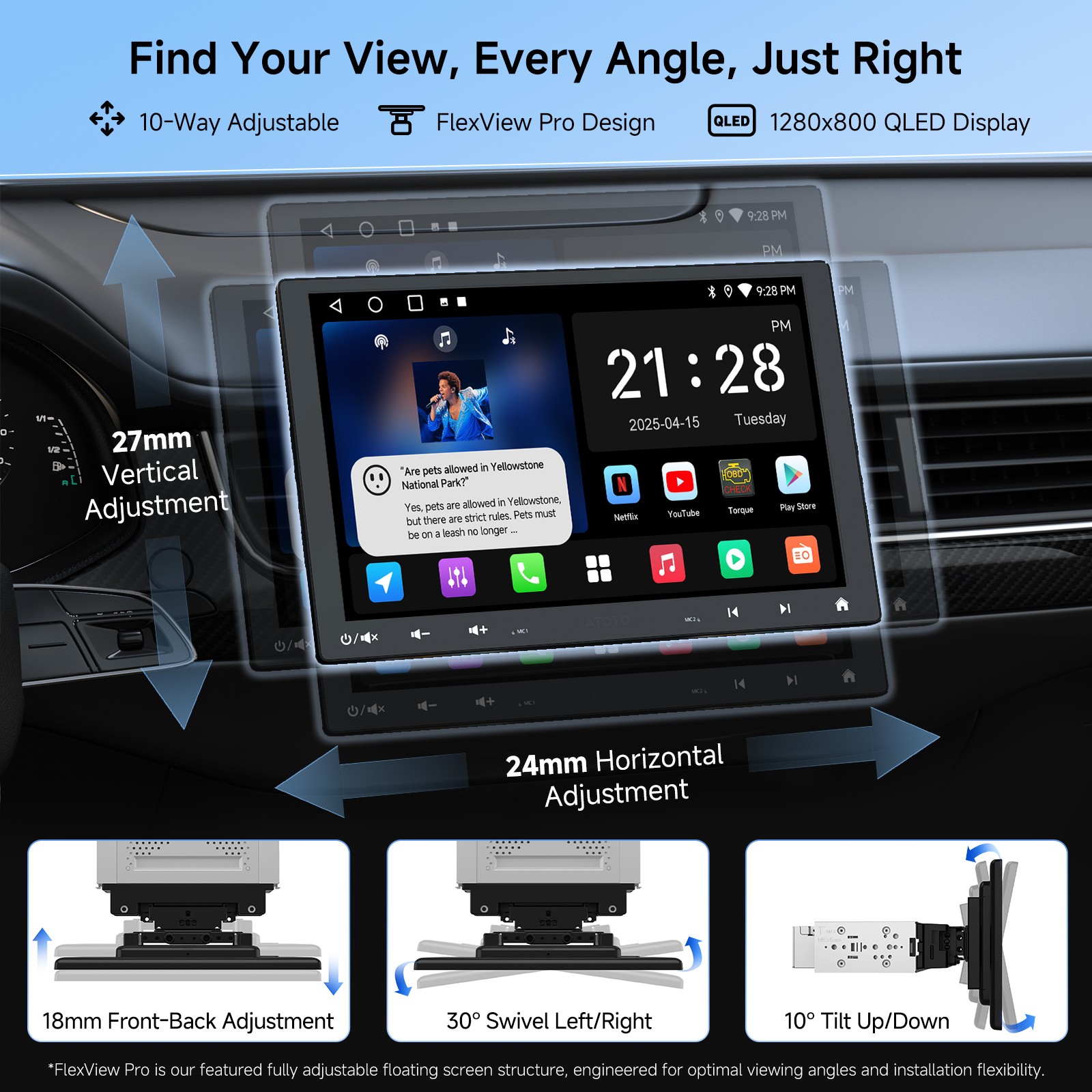 ATOTO A6 PF 7″ Android 2DIN Car Stereo with ON Dash DVR Cam & HD RearView Camera