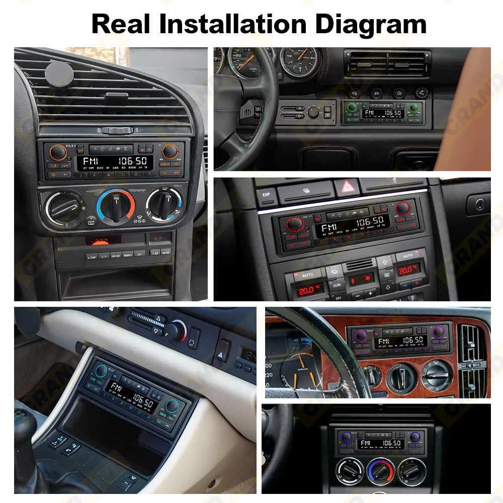 1DIN Retro Car Radio MP3 Player Bluetooth AM FM RDS Classic Stereo