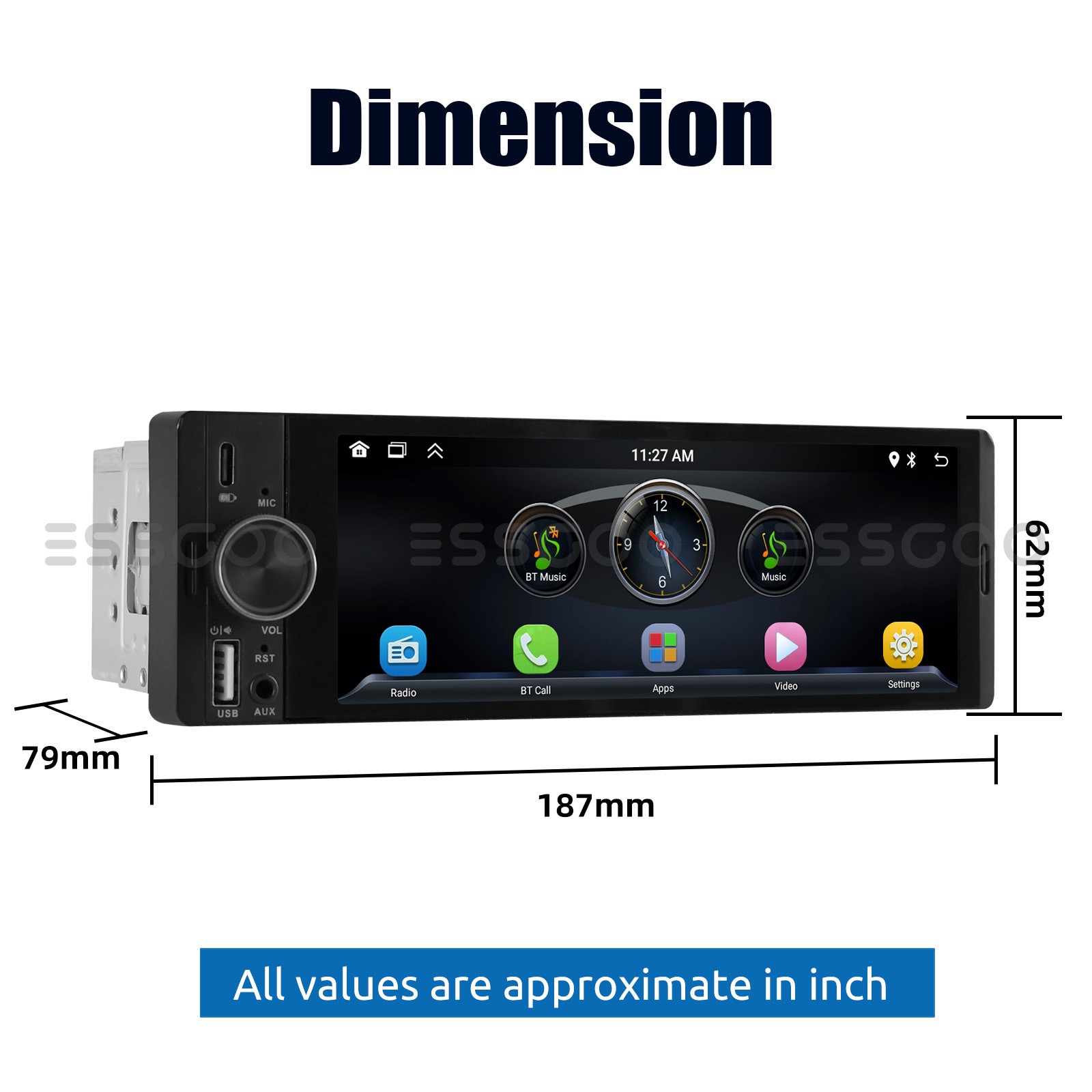 7″ Car Radio For Apple Carplay Android Single 1Din Touch Screen Stereo Bluetooth