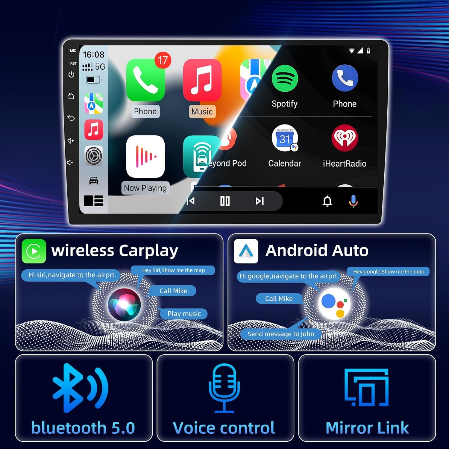 Car Stereo for Chevy Camaro 2010–2015 Wireless CarPlay & Android Auto AM/FM/RDS