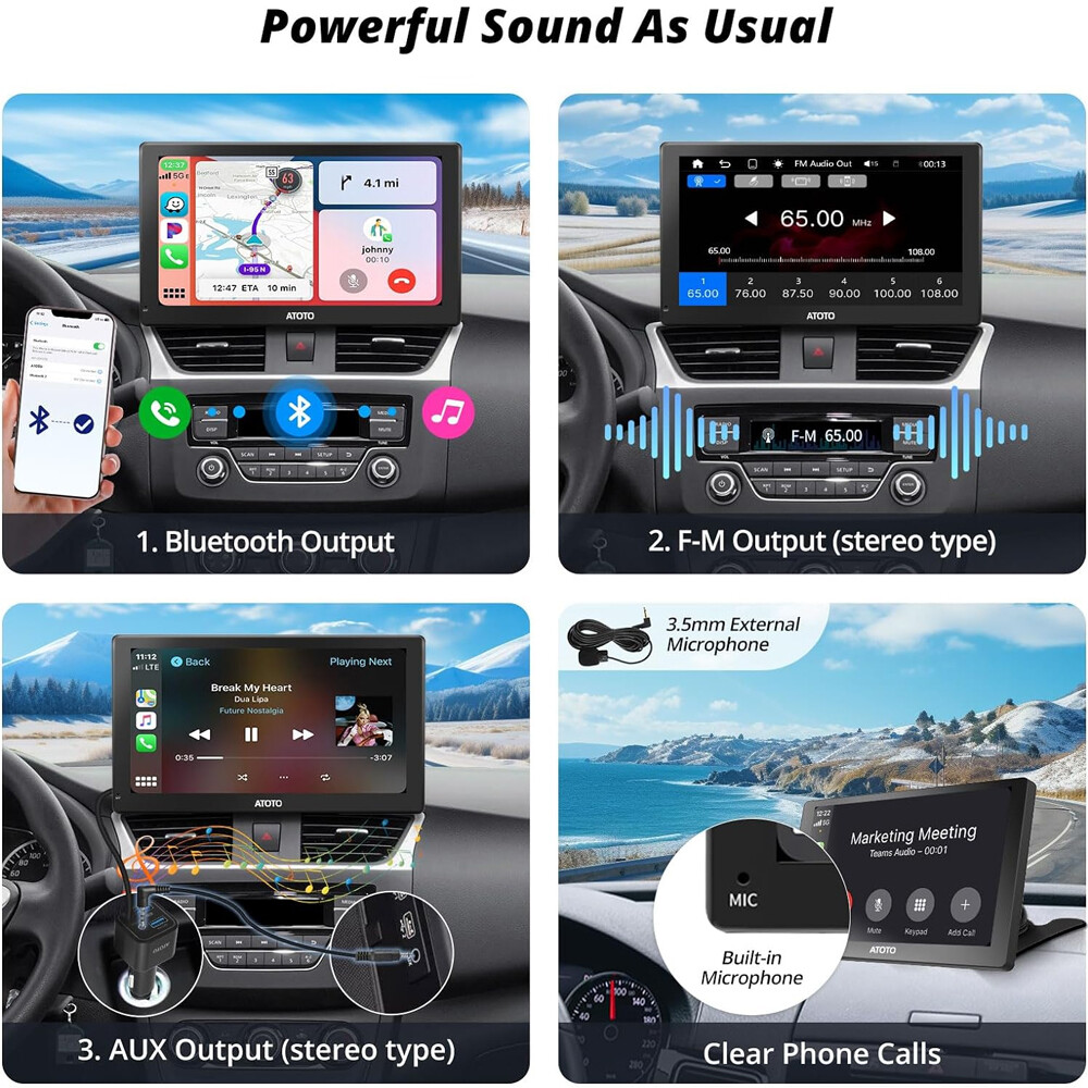 ATOTO P5 9″ Portable Car Stereo Radio Wireless Carplay Android Auto Touch Screen