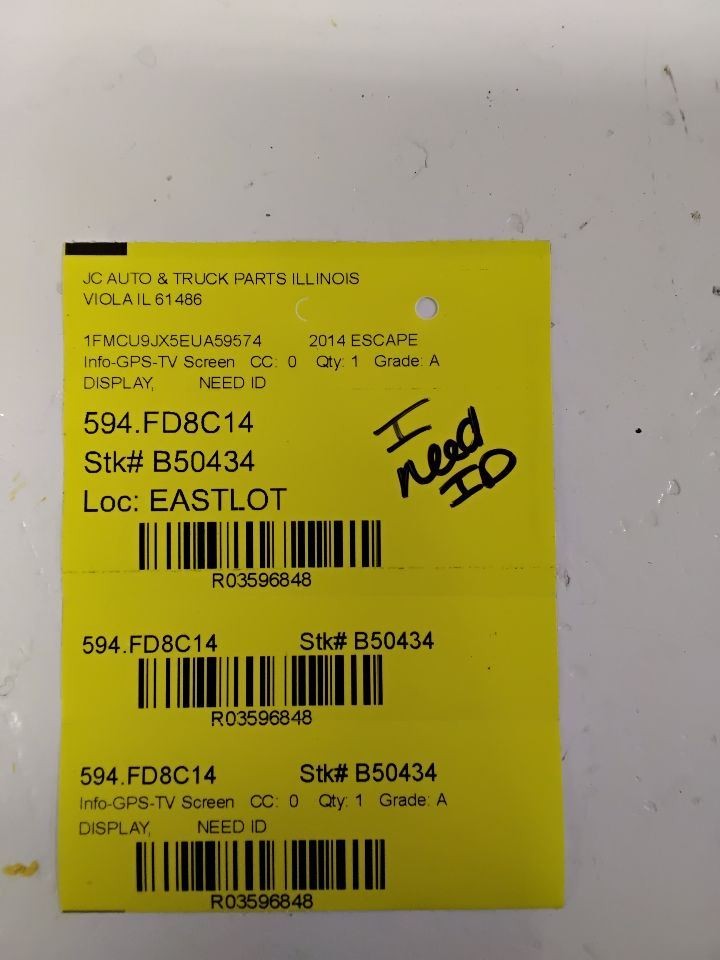 2013-2014 Ford Escape Front 8″ Display Screen ID GB5T18B955-FC