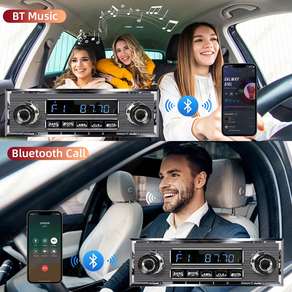 1 Din Car Radio MP3 Player Classic Car Retro Audio Stereo Support FM AUX EQ USB