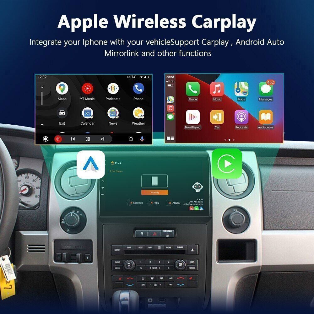 Android 14 Apple Carplay Car Stereo Radio For Ford F150 2009-2012 GPS 2+32G