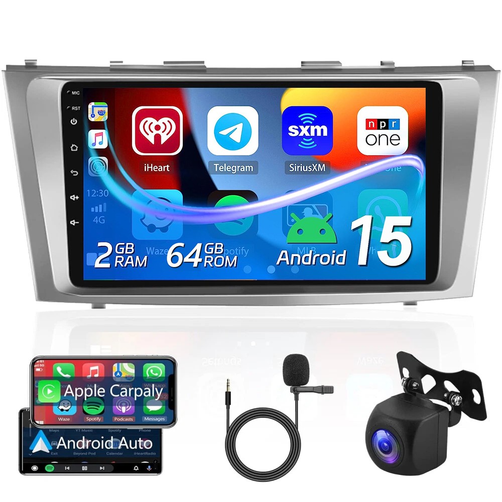 For 2007-2011 TOYOTA CAMRY 9″ Carplay Android 15 Car Stereo Radio GPS Navi 2+64G