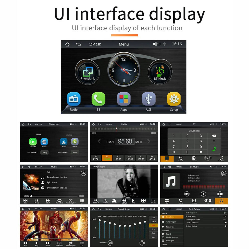 7″ Portable Wireless Car Stereo With Carplay Android Auto Play FM & Backup Cam