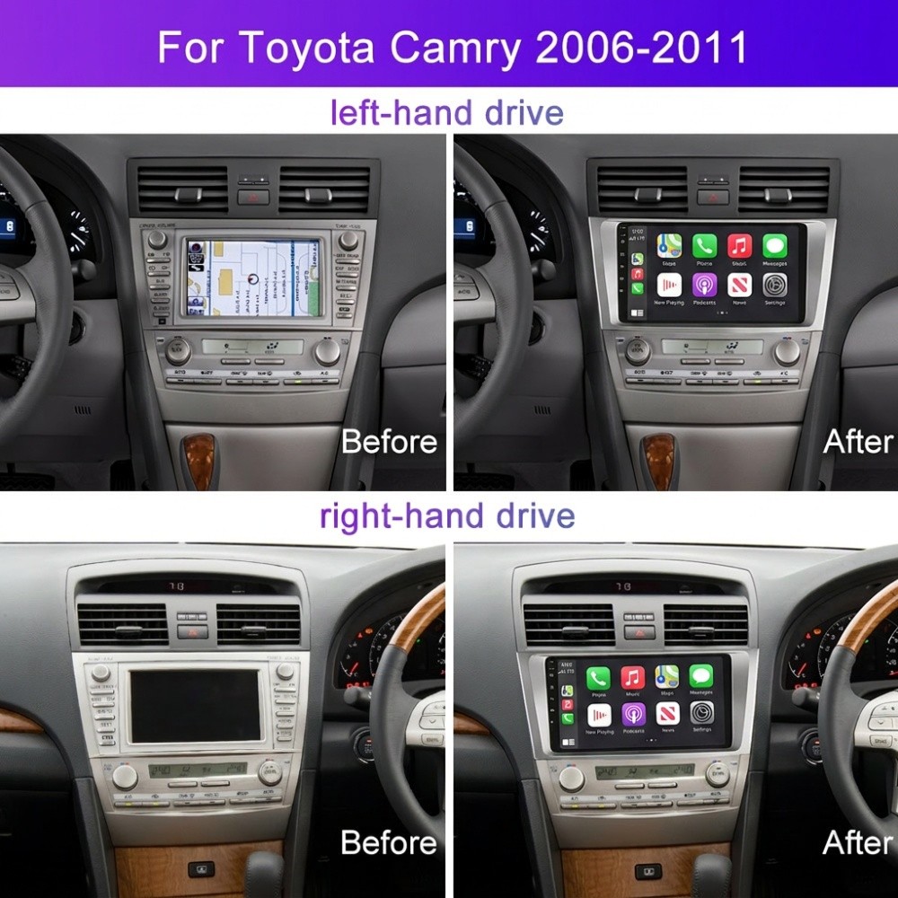 Apple Carplay For Toyota Camry 2006-2011 Android 15 Car Sterreo Radio Fit JBL