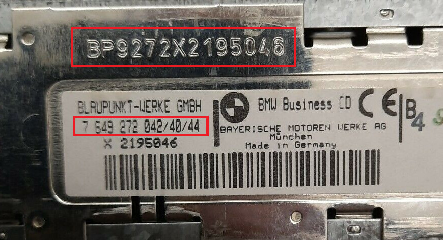 BMW Radio Code / Key Code Business RDS Bavaria C Philips Blaupunkt PH7850 Becker