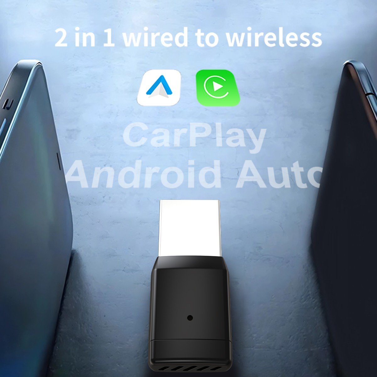 2-in-1 TrolinkTek Wireless CarPlay/Android Auto Adapter USB Plug&Play Dongle US