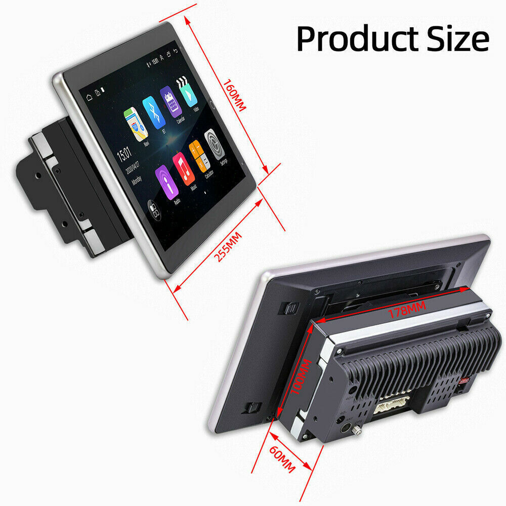 10.1″ Rotatable Android 15 Touch Screen Car Stereo Radio GPS WIFI BT Double 2DIN
