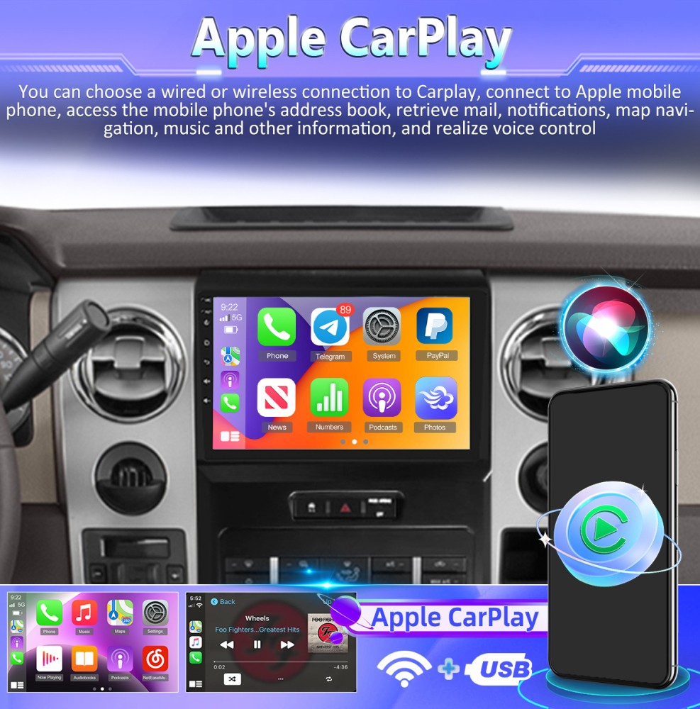 9 Inch For Ford F-150 2009-2014 Carplay Android 15 Car Stereo Radio GPS 2+64GB