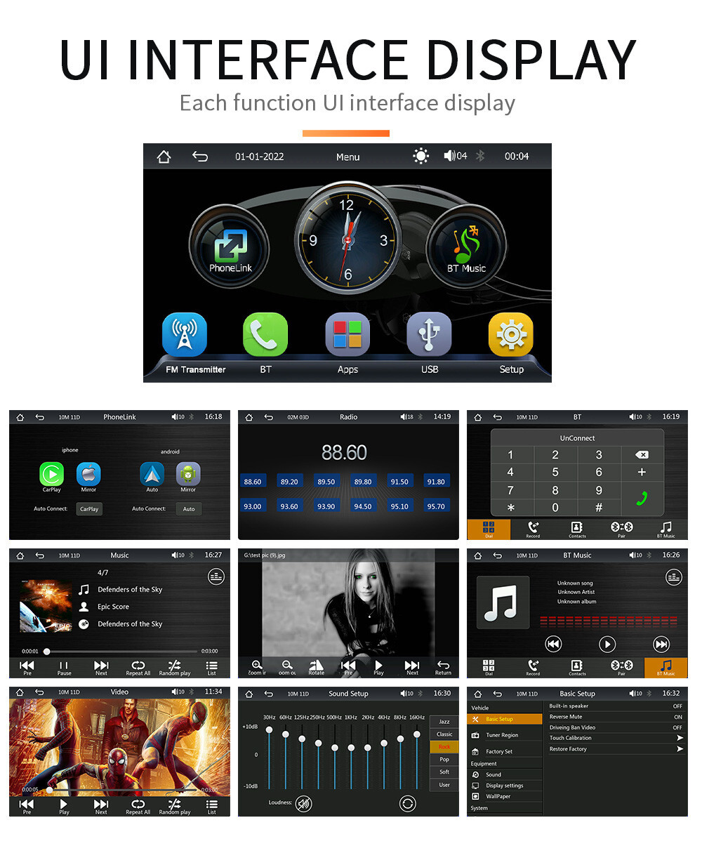 Car Radio MP5 Player For Apple CarPlay Bluetooth Mirror Link Built-in Speaker