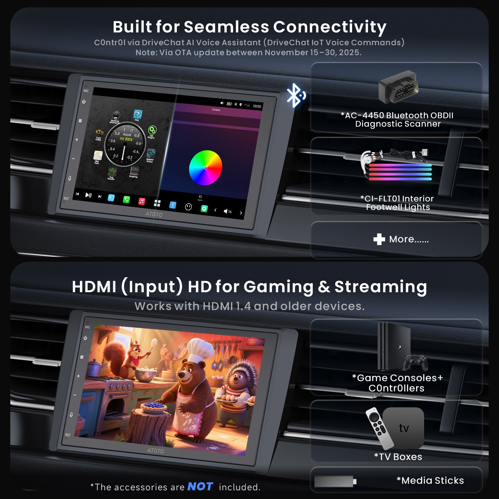 ATOTO 7″ X10 2DIN Android Car Stereo Radio 4G LTE Wireless CarPlay Android Auto