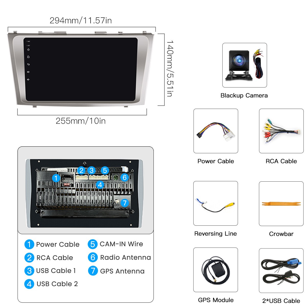 Car Radio Stereo Carplay For 2007-2011 Toyota Camry Head Unit GPS