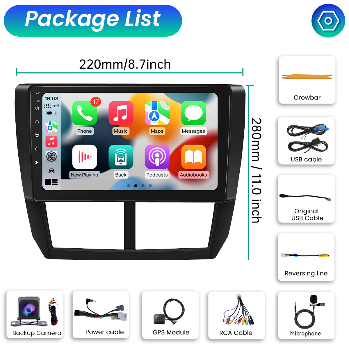 For Subaru Forester 2009-2013 Android 13 Apple CarPlay Car Stereo Radio GPS 64G