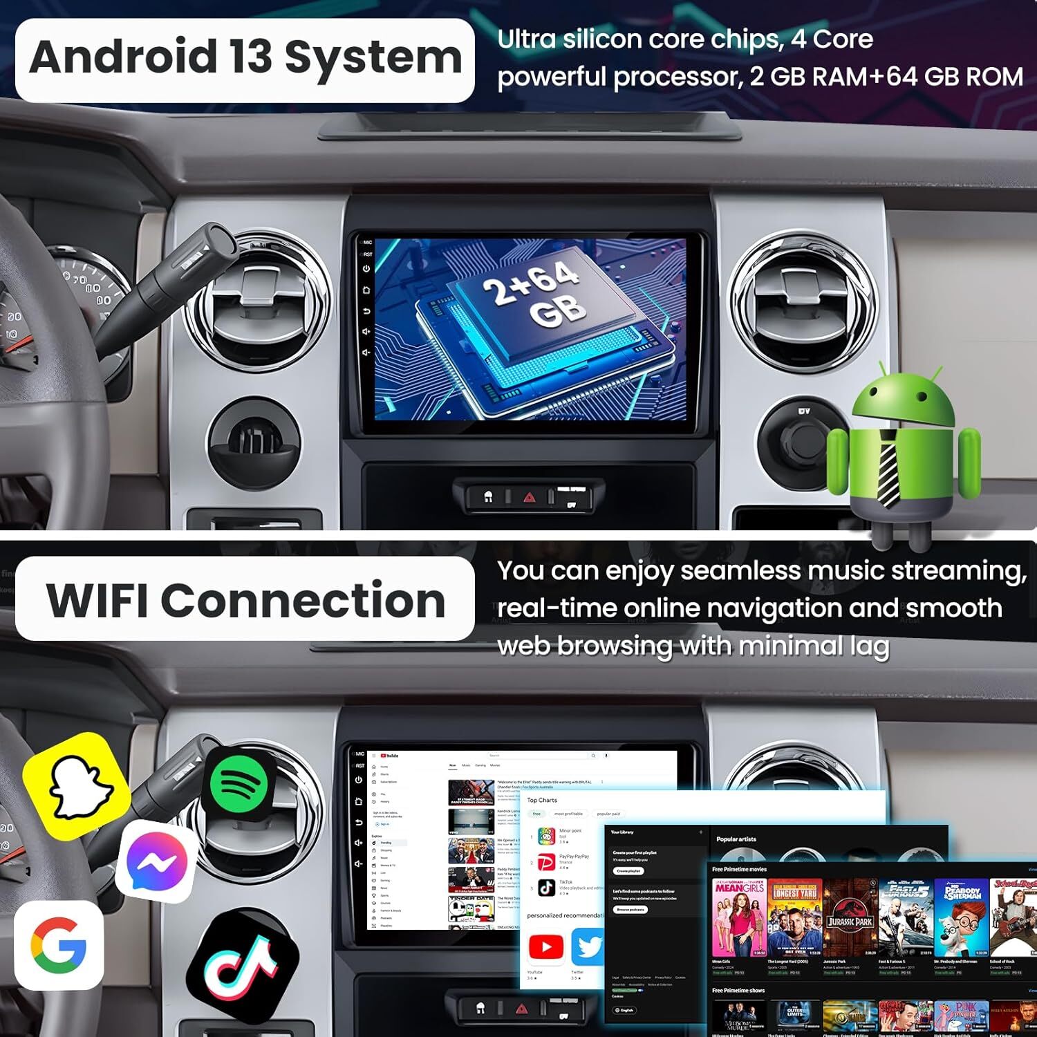 Car Stereo for Ford F-150 (2009-2012) Wireless & Wired CarPlay Android Auto WiFi