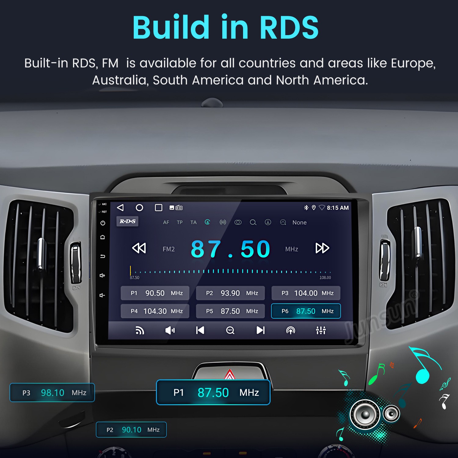 8Core 4+64G Android15 CarPlay For Kia Sportage 2010-2016 Car Stereo Radio GPS BT
