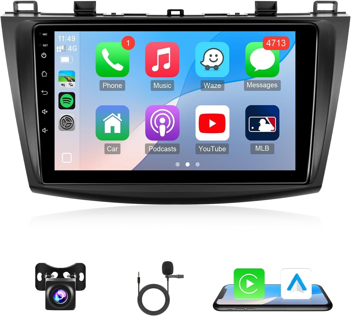 Car Stereo For 2010-2013 Mazda 3 Android Auto 13 9″ Radio CarPlay WiFi GPS BT