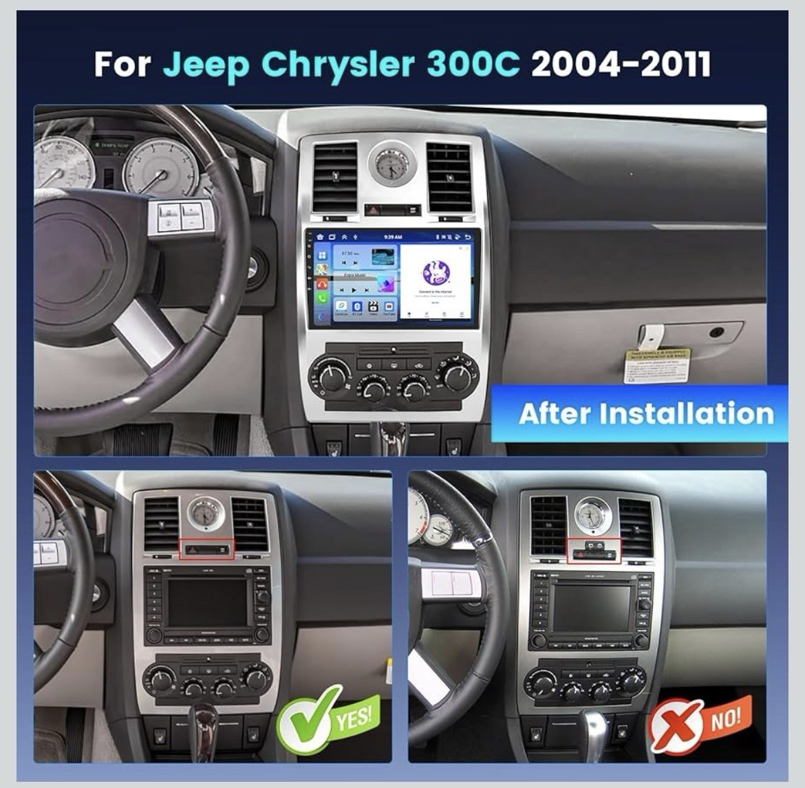 8Core 4 +64GB Android 13 Car Stereo Radio CarPlay GPS For Chrysler 300C 2004-10
