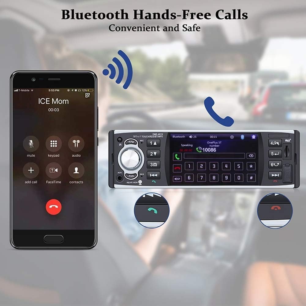 Single Din Car Stereo 4.1″ Touchscreen Bluetooth USB TF RDS Radio + Rear Camera