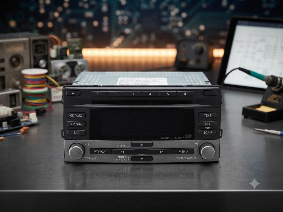 OEM Clarion AM/FM/CD/MP3/WMA Car Stereo Head Unit manufactured for Subaru.
