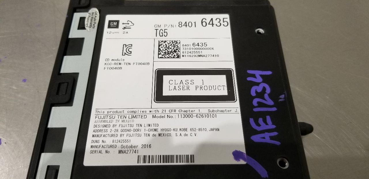 17 GMC SIERRA 1500 RADIO AUDIO DISC PLAYER 84016435