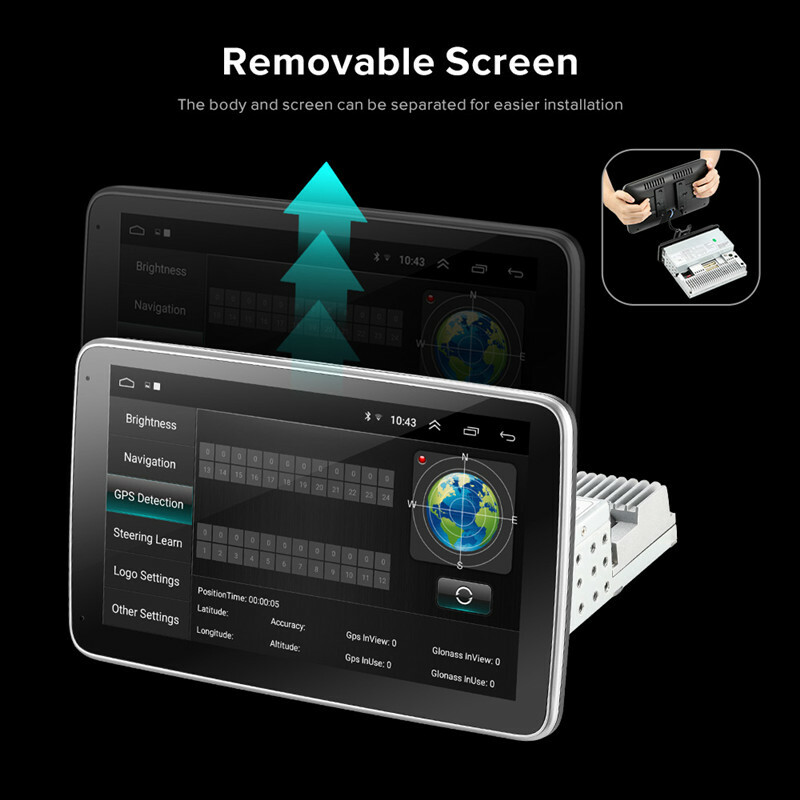 Manual Rotation 10.1inch Android Car Multimedia Player Radio 1Din GPS Navigation